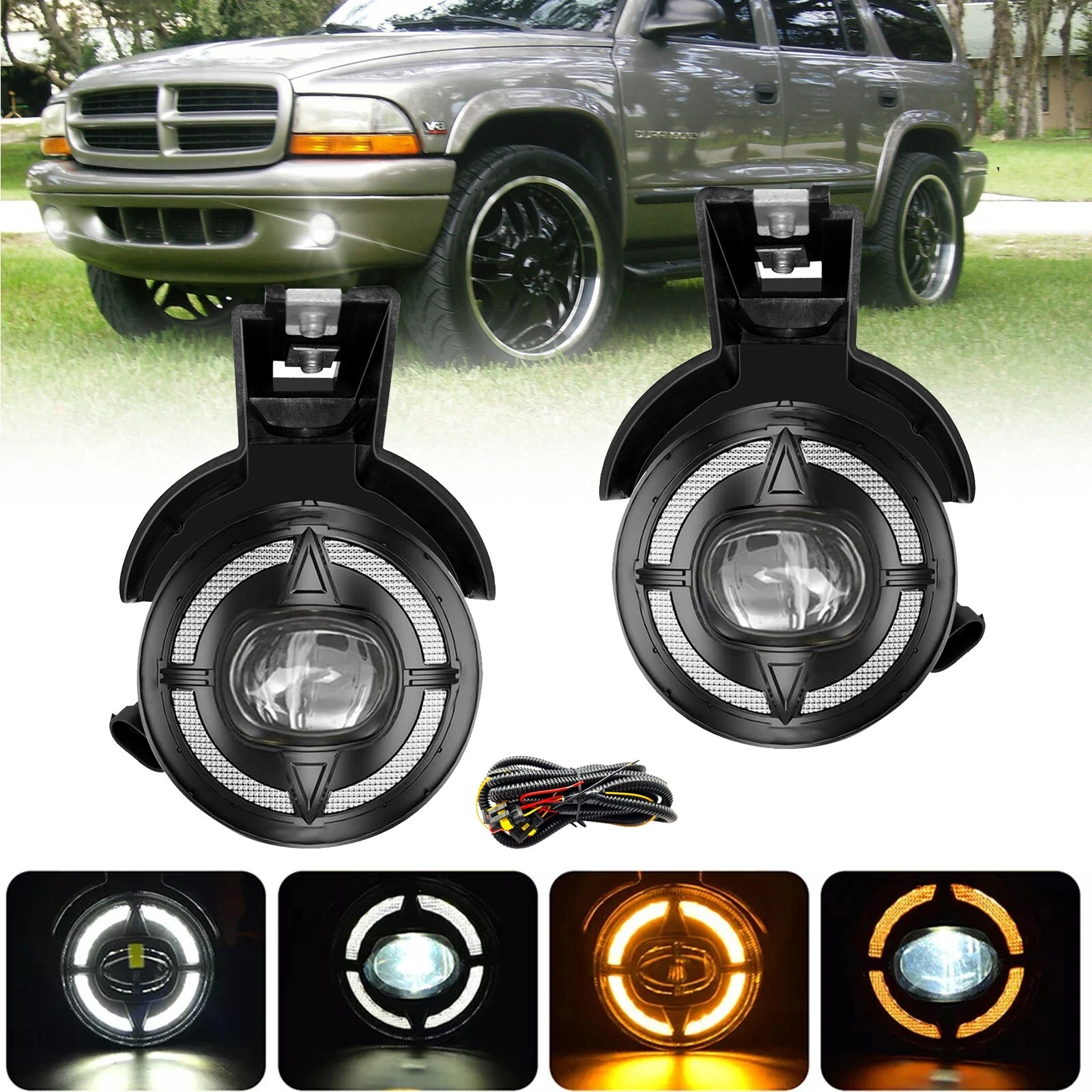 LED Fog Lights Lamps + DRL 97-00 Dodge Dakota, 98-00 Durango LED Fog Lights Lamps + DRL 97-00 Dodge Dakota, 98-00 Durango