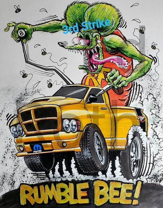 Rumble Bee Rat Fink Licensed Limited Edition Custom Print 